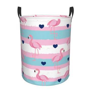 Pevtufa Flamingo1 Foldable Laundry Basket Organizer,Fabric Clothes Toy Storage Basket Nursery Hamper Storage Bin For Household B