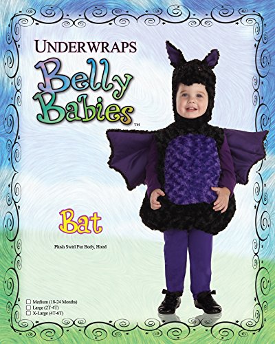 Underwraps Toddlers Bat Belly Babies Costume, Black/Purple, Extra Large (4-6)
