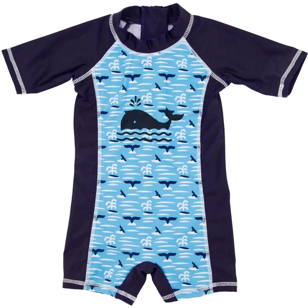 Achiyi Toddler Baby Boys' Swimwear One Piece Upf 50+ Swimsuit Boy Lovely Cartoon Prints Bathing Suit Blue 9M