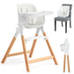 Ezebaby Folding Wooden High Chairs, 3-in-1 Convertible Baby High Chair, Dining Booster Seat, Toddler Chair, Easy Clean High Chai