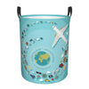 Pevtufa Travelling On Airplane Foldable Laundry Basket Organizer,Fabric Clothes Toy Storage Basket Nursery Hamper Storage Bin Fo