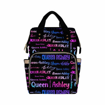 Artsadd Personalized Name Nappy Bag Large Capacity Baby Diaper Bags, Color Black Signature Daypack Custom Name Backpack Casual D
