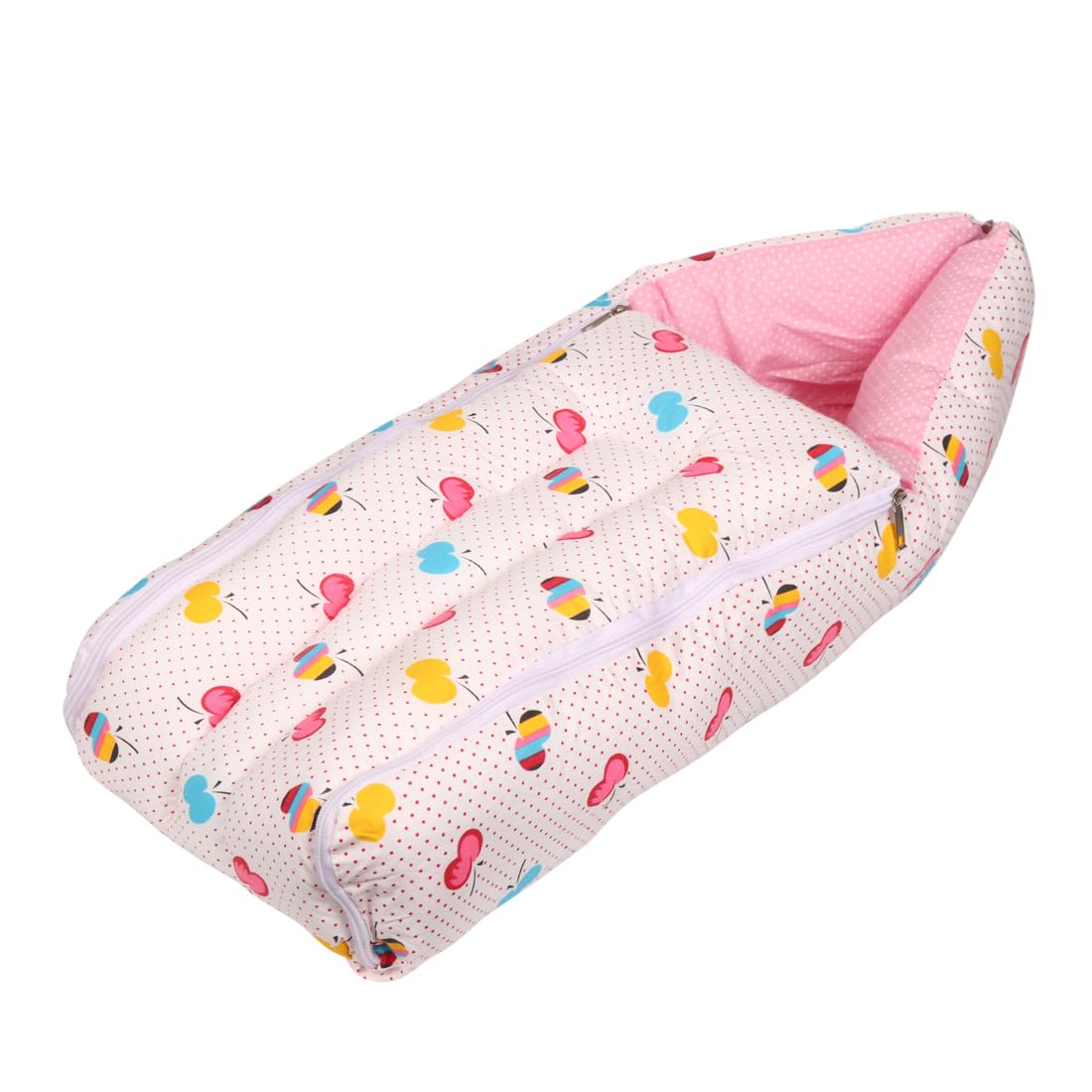 Papayababy Pink Baby Quilt & Sleeping Bag Cum Carry Bag  Soft, Cozy, Portable Baby Bedding for Newborns, Infants  64x41 cm, St