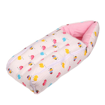 Papayababy Pink Baby Quilt & Sleeping Bag Cum Carry Bag  Soft, Cozy, Portable Baby Bedding for Newborns, Infants  64x41 cm, St