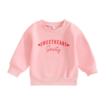 Mozikqin Toddler Baby Girl Valentines Day Outfit Crewneck Sweatshirt Long Sleeve Pullover Sweater Shirt Spring Clothes (Sweethea