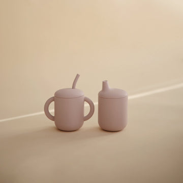 Mushie 100% Silicone Training Cup & Straw For Toddlers | 6 Months+ (Soft Lilac)
