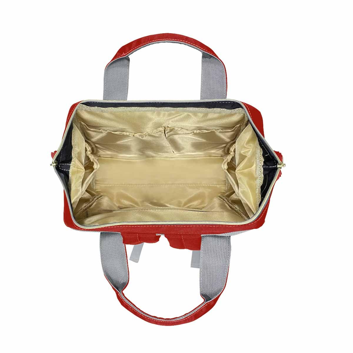 Personalized Diaper Backpack, Custom Dark Red Name Logo Diaper Bag Mummy Nursing Baby Bag Casual Travel Daypack Bag Fashion Mult
