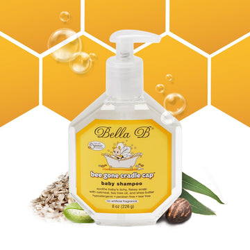 BELLA B Bee Gone Cradle Cap Baby Shampoo Treatment, 8 oz, Organic Natural Dry Scalp Shampoo For Babies