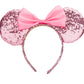 Seamoy Minnie Ears Headband,Sequin Mouse Ears Hairband With Bow Hairs Accessories For Girls Women Adult Kids Birthday Party (Pin