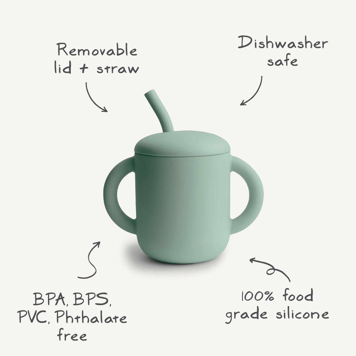 Mushie 100% Silicone Training Cup & Straw For Toddlers | 6 Months+ (Ivory)
