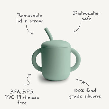 Mushie 100% Silicone Training Cup & Straw For Toddlers | 6 Months+ (Tradewinds)