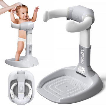 Baby Shower Stand, Adjustable & Foldable Baby Bath Stand with Anti-Slip Base,Anti-Pinch Silicone,Baby Shower Standing Support (6
