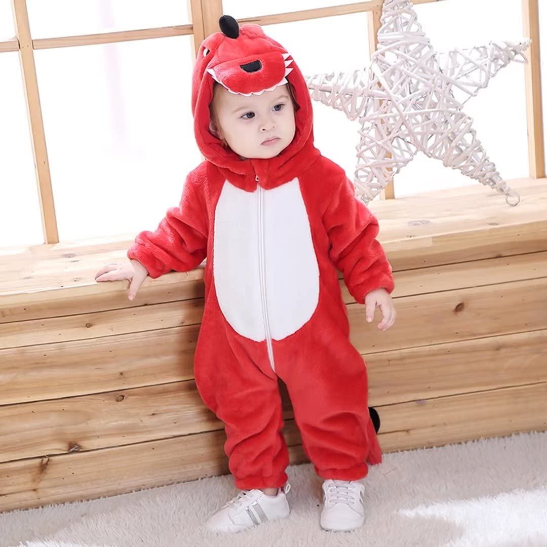 Qiaoniuniu Halloween Baby Red Dinosaur Costumes Toddler Outfit Infants Cosplay Romper 18-24 Months