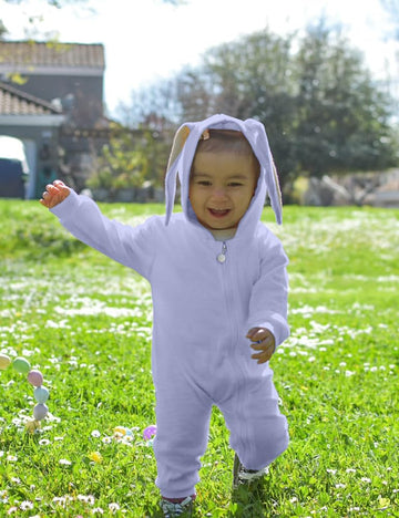Agqt Baby Boys First Easter Outfit Halloween Bunny Costume Bunny Ear One Piece Romper Bodysuits Hoodie Outfit Light Blue Size 12