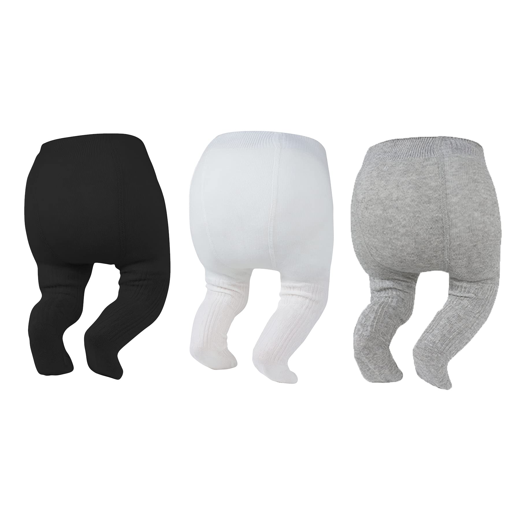Zando Infant Soft Tights Toddler Seamless Leggings Tights For Baby Girls Winter Knit Warm Newborn Pants Stockings White, Black,