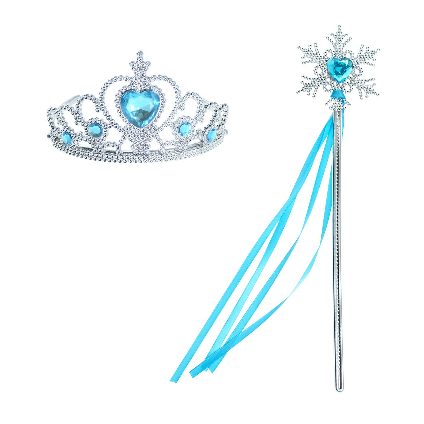 Party Chili Princess Costume For Girls Dress Up With Accessories For Little Girls 8-9 Years 140 Sky Blue