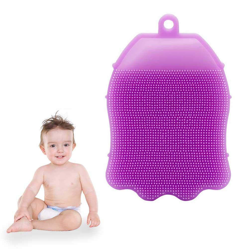 Kasumbi Soft Anti Cellulite Silicone Baby Bath Scrubber Hand Gloves Brush,Mini Small Baby Bath Brush For Bathing 1 To 2 Years Ne