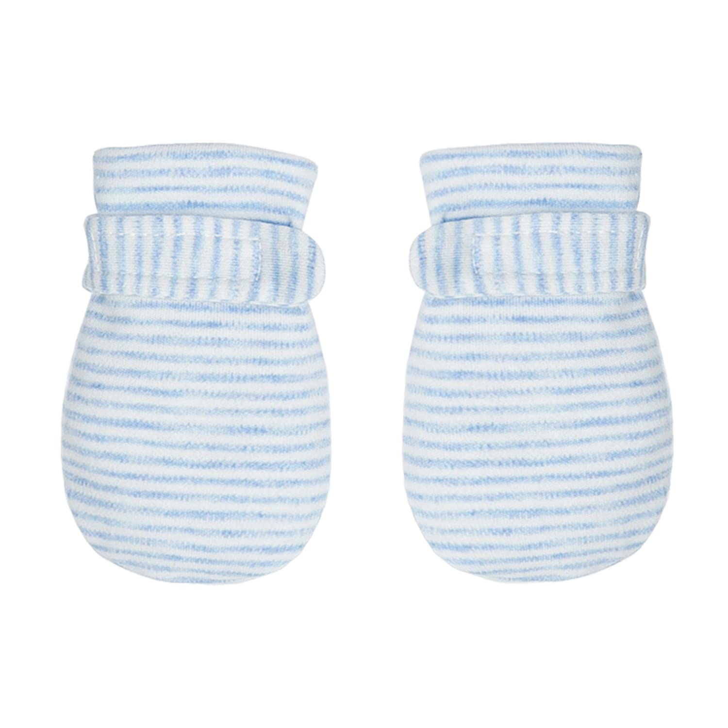 Newborn Baby No Scratch Mittens Stay On, 100% Cotton Breathable, Adjustable Infant Gloves For Baby Boys Girls Mittens (Blue Stri