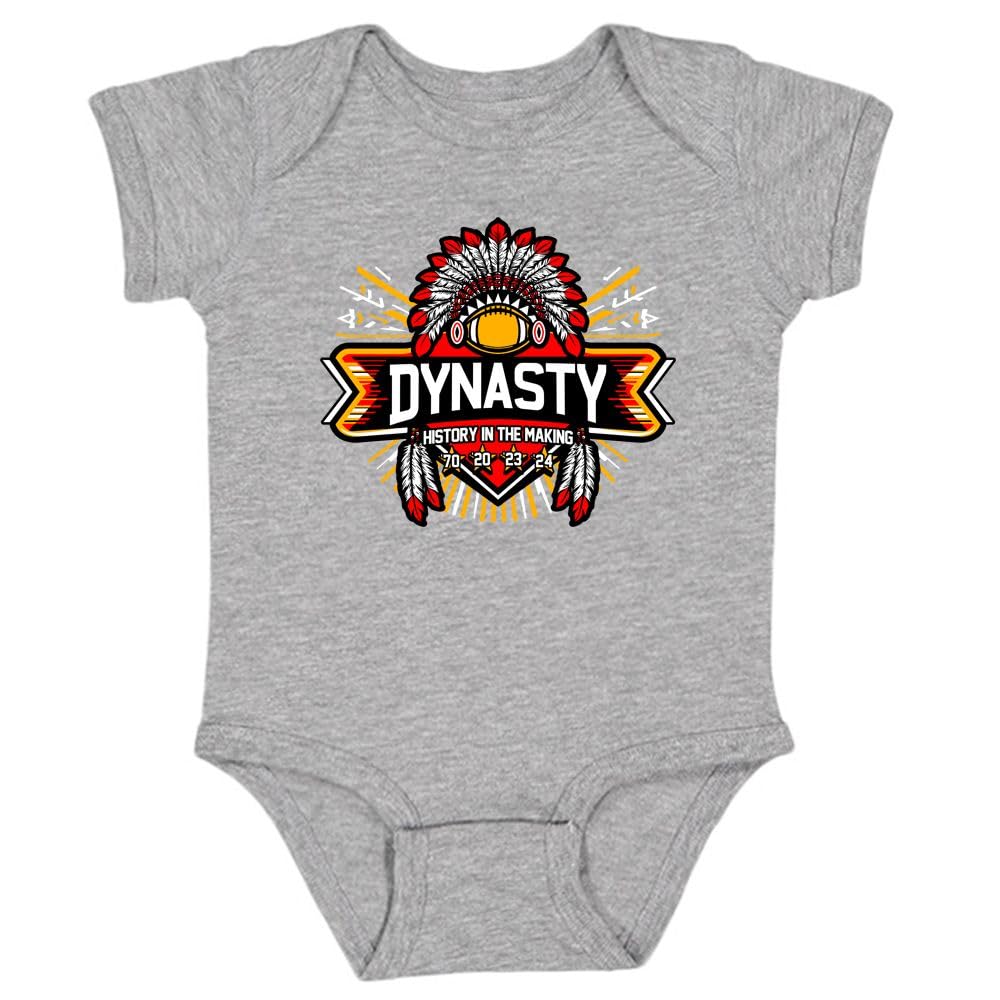 Kansas City Dynasty - History In The Making Kid 'S Onesie For Football Fans (Grey Onesie, 18M)