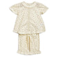 Cherry Crumble Cream Floral Printed Cotton Blend Short Sleeves Round Neck Night Wear Regular Fit Lace Summer Nightsuit for Girls