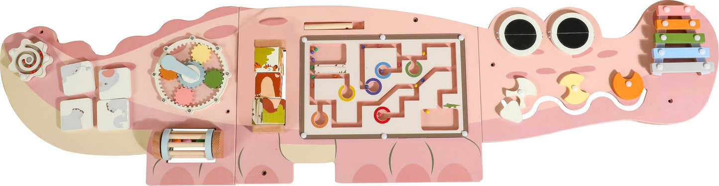 ROBUD Wooden Busy Board for Children - Montessori Learning Toy, Wall Mounted Activity Centre with Gears, Maze, Childrens Wooden