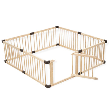 MEWANG Wooden Baby Playpen for Toddler and Babies, 65.7x21.7 Extra Large Foldable Baby Playard, Adjustable Safety Play Fence wit