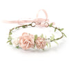 PoshMyra Flower Girl Flower Crown Pink Baby Girls Floral Headpieces Kids Headband Children Hair Wreath Photo Prop (Blush & White