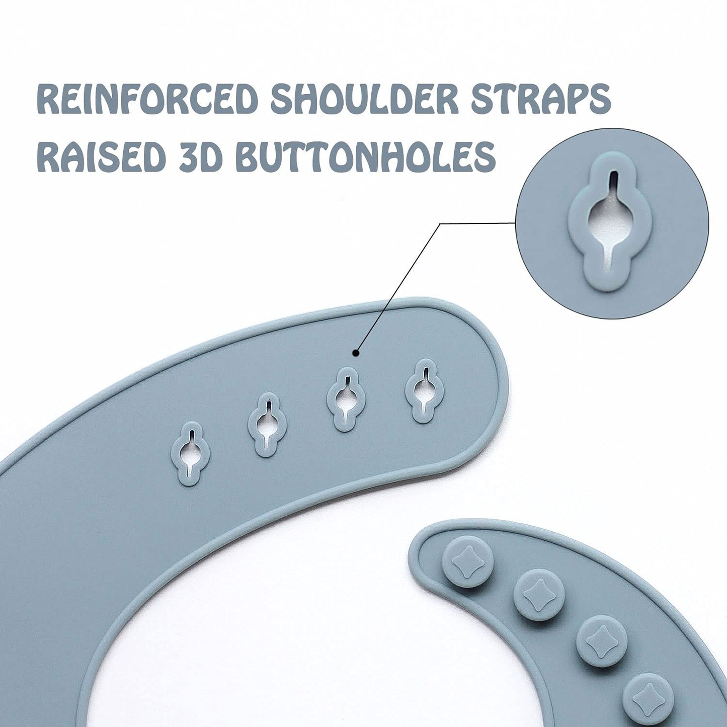 Ginbear Silicone Bibs For Babies Boy, Waterproof Adjustable Silicon Rubber Baby Feeding Bibs With Food Catcher Pocket For Toddle