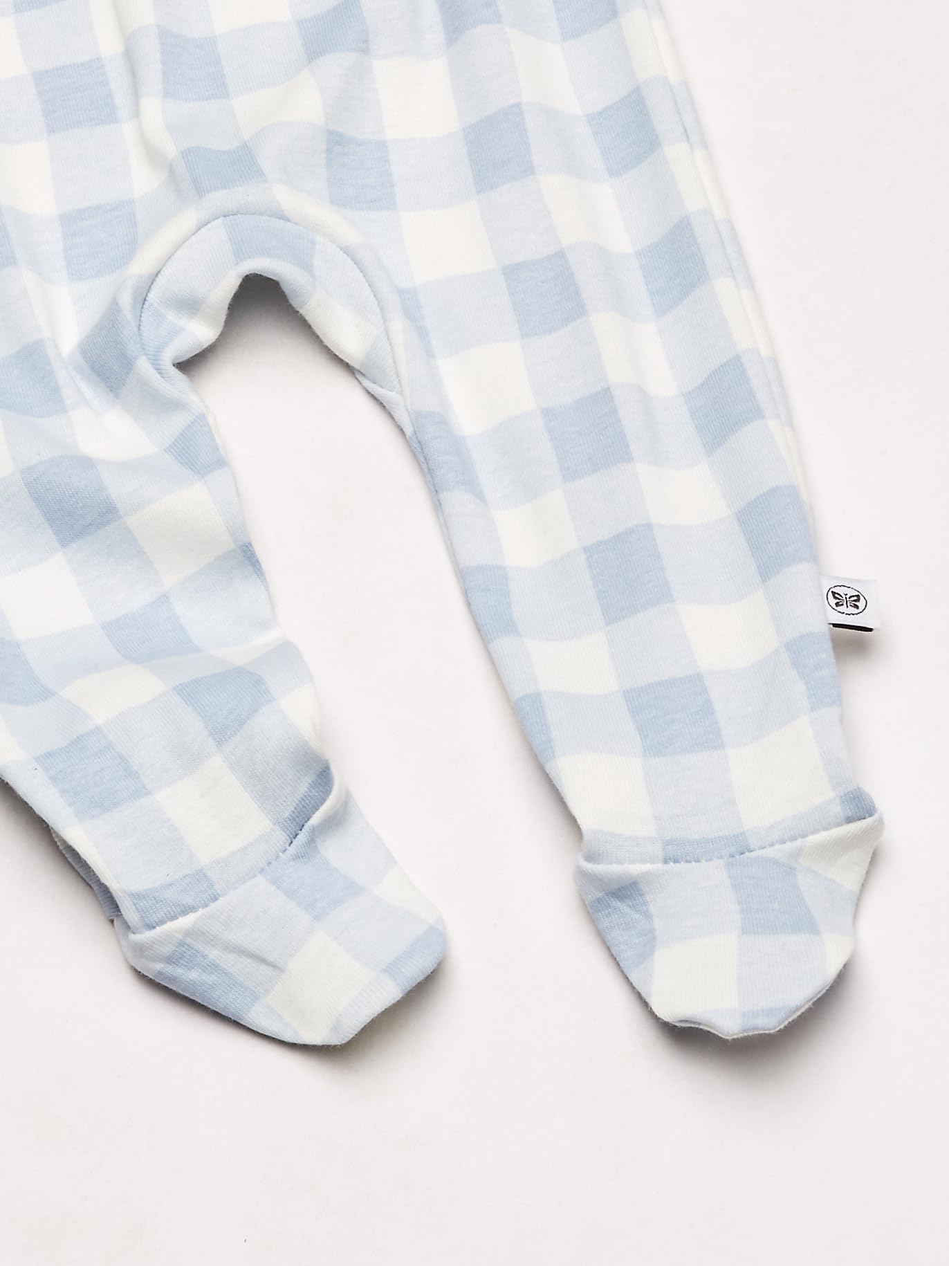 Honestbaby Baby 3-Pack Organic Cotton Footed Harem Pants, Blue Painted Buffalo Check, Preemie