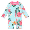 Huaaniue Baby/Toddler Girl Swimsuit Rashguard Long Sleeve One-Piece Swimwear Cyan 0-6 Months