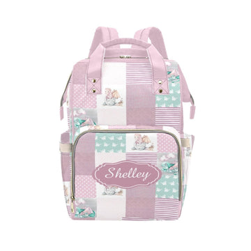 Custom Dragon Pink Baby Diaper Bag with Name - Personalized Nursing Travel Tote Backpack for Mom or Dad, Custom Name Baby Daypac