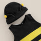 Visgogo Baby Boy Girl Halloween Pumpkin Romper Bodysuit+Hat+Shoes 3Pcs Outfit Costumes (D-Bee, 12-18 Months)