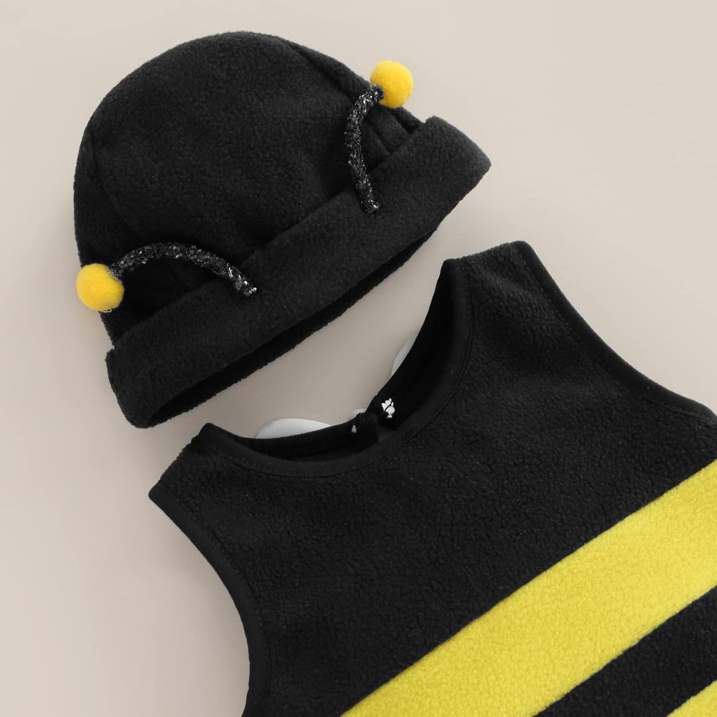 Visgogo Baby Boy Girl Halloween Pumpkin Romper Bodysuit+Hat+Shoes 3Pcs Outfit Costumes (D-Bee, 12-18 Months)