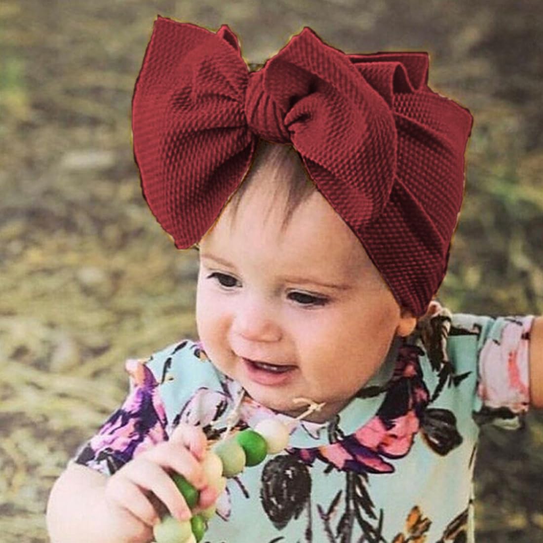 Babymoon Textured Bow Hairband For Baby Girl Hair Accessories For Girls Baby Headband For Girls  Maroon