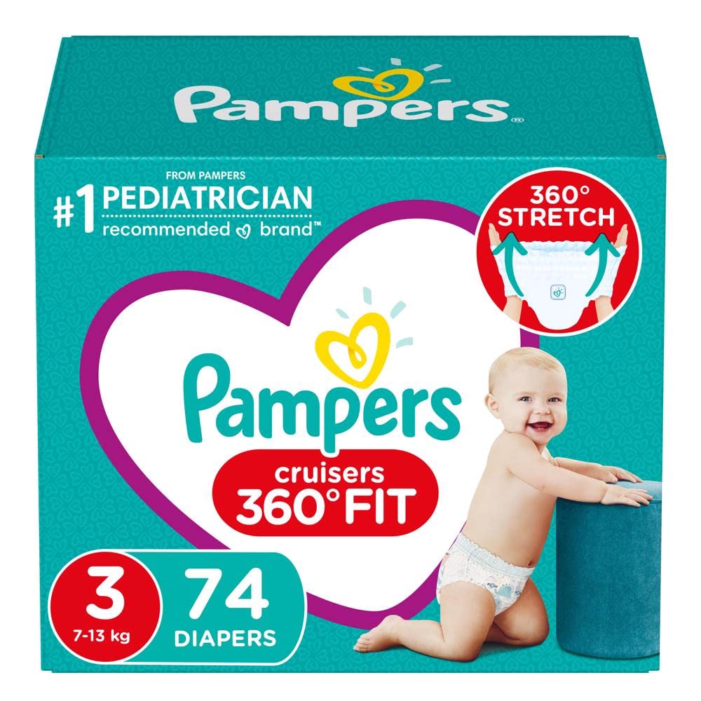 Pampers Cruisers 360 Fit Diapers Size 3, 74 Count, Super