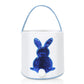 Cootato 2 Pack Easter Bunny Basket Bags For Kids, Sequin Rabbit Pattern Egg Basket Hunt Bags Personalized Canvas Cotton Bucket W