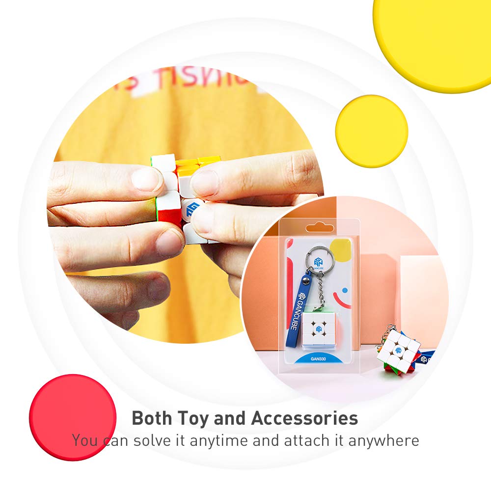 GAN 330 Cube Key Ring 3x3 Speed Keychains Gan Mini Cube Toys Gift 1.2 Inch (Standard Version)