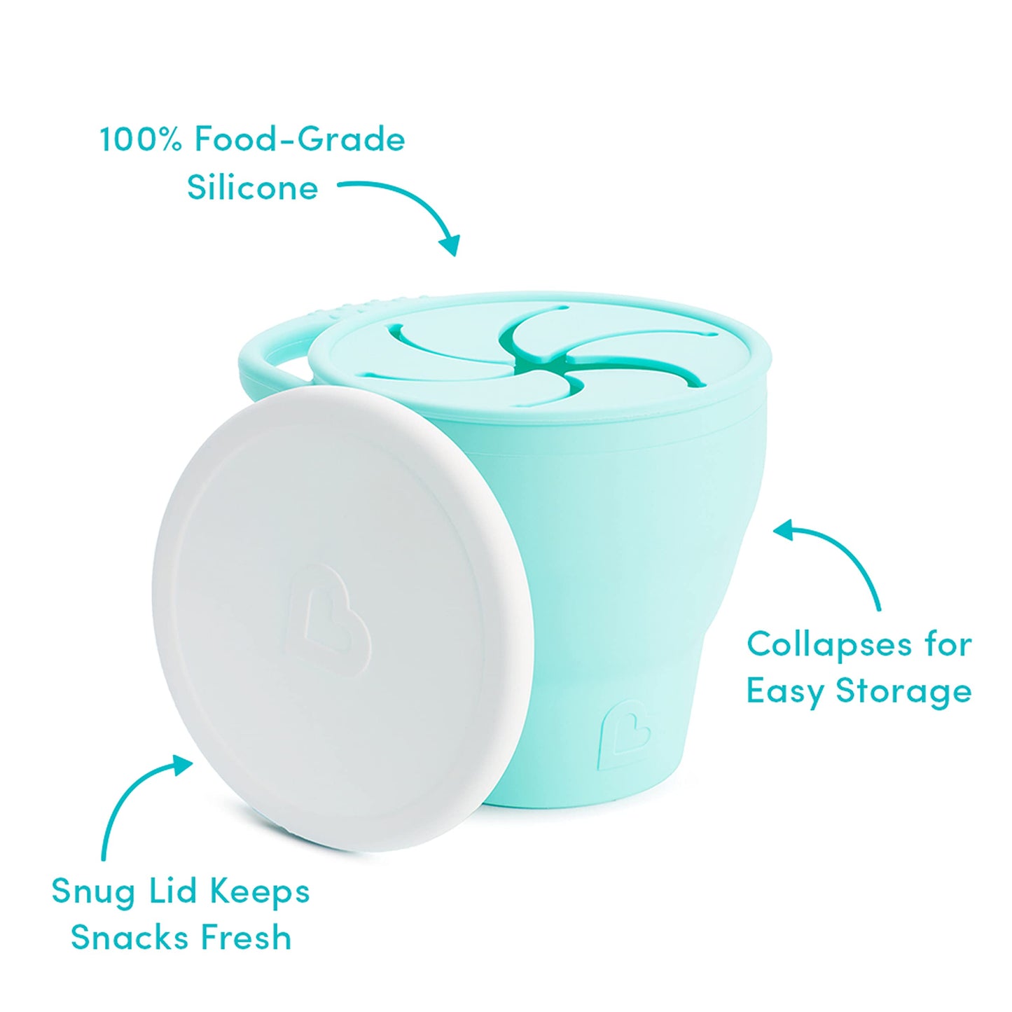 Munchkin Cest Silicone! Snack Catcher Toddler Snack Cup With Lid, Mint