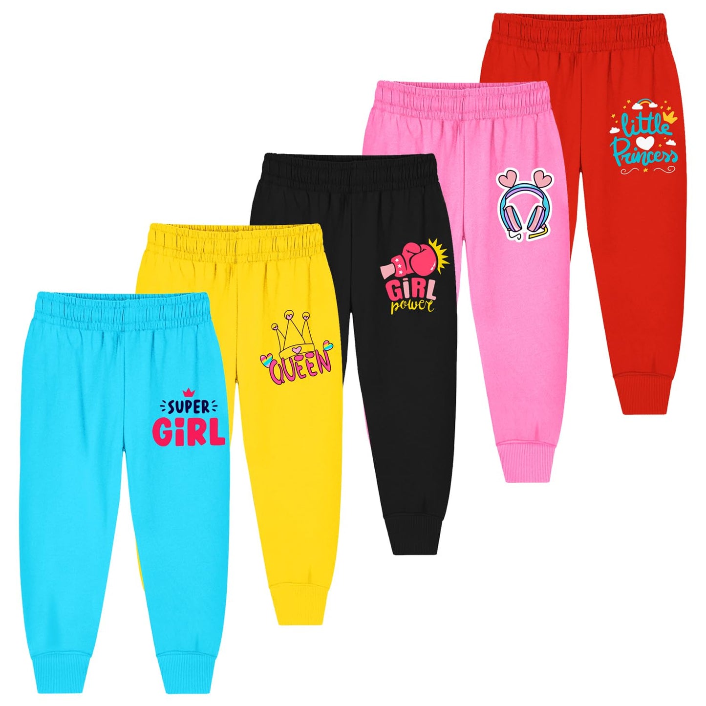 Trampoline Kids Cotton Blend Pyjamas | Bright Colors & Fun Prints | Ribbed Ankle Everyday Bottoms for Boys & Girls | Soft & Brea