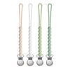 Pacifier Clip for Boys Girls - MORIBOX 4 Pack Paci Clip Soothie Baby Binky Holder for Shower Gift Birthday (Beige+White+Lgreen+S