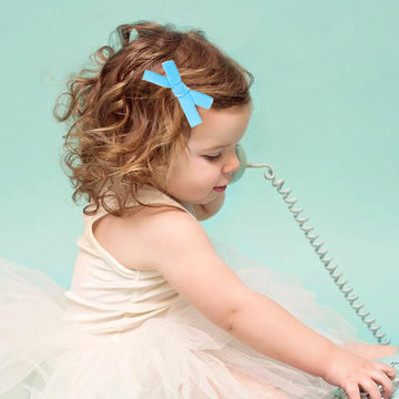 Cute 3.2' Sky Blue Assorted Velvet Bow Hair Clips For Baby Girls, Toddlers, Kids, And Teens - 2 Pack