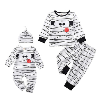Aalizzwell Toddler Baby Boys Girls Halloween Romper Pants Set For Kids Mummy Matching Outfits Fall Winter Clothes (Mummy Shirt,