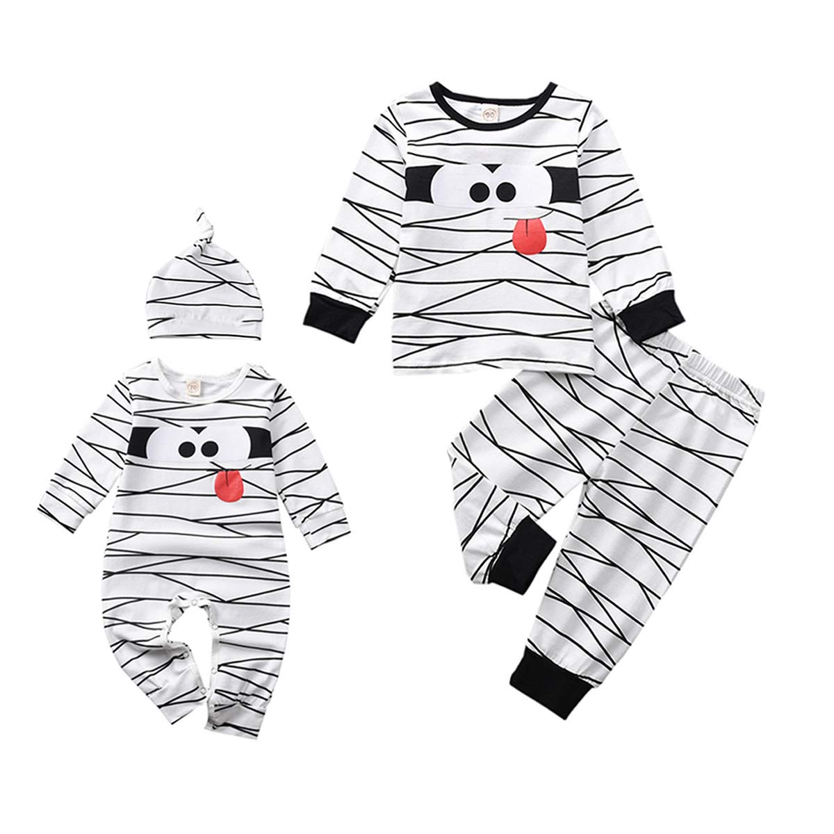 Aalizzwell Toddler Baby Halloween Romper Pants Set For Kids Funny (Mummy Romper, 6-12 Months)