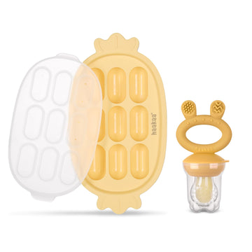 Haakaa Baby Fruit Food Feeder & Silicone Nibble Tray Combo - Breastmilk Popsicle Mold For Baby Cooling Relief, Bpa Free Baby Mes