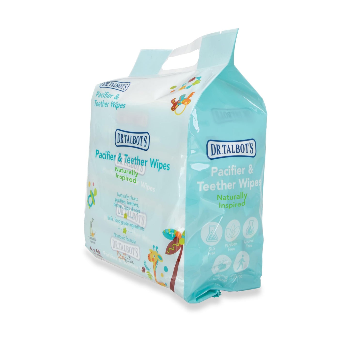 Dr. Talbot'S Pacifier & Teether Wipes Naturally Inspired With Citroganix, Vanilla Milk (Pack Of 4, 192 Count)
