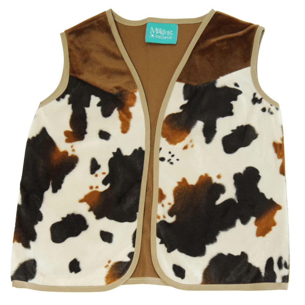 Making Believe Kids Western Rodeo Cowboy Or Cowgirl Classic Costume Set - Vest, Black Hat, Bandanna, Size 6-8