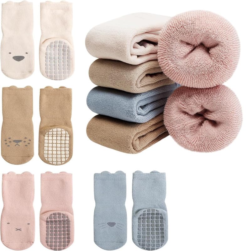 Yanwenx Baby Non Slip Socks Toddler NonSkid Ankle Socks With Grips AntiSlip Crew Cotton Socks For Infants Toddlers Girls Boys 