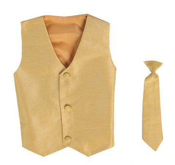 Vest And Clip On Baby Boy Necktie Set - Gold - 2T/3T