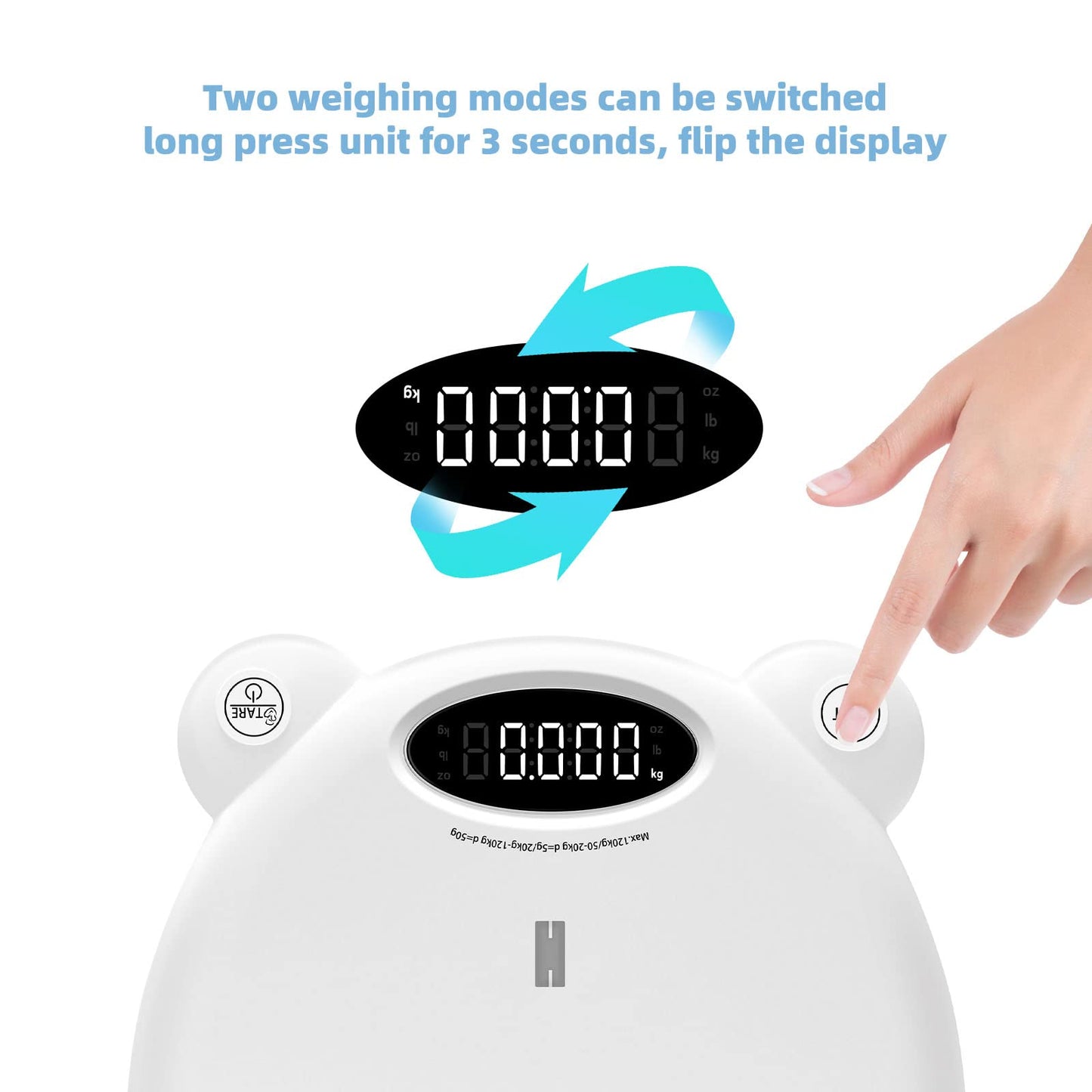 Simshine Digital Baby Scale Weight All Family, Weighing Newborn Wiggly Babies, Pets, Cat And Dog - Long Press Unit For 3 Seconds