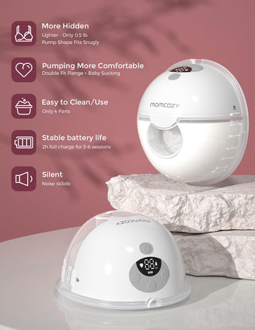 Momcozy M5 Hands-Free Wearable Breast Pump, Double-Sealed Flange For Baby-Like Comfort, 3 Modes & 9 Suction Levels, Portable Ele